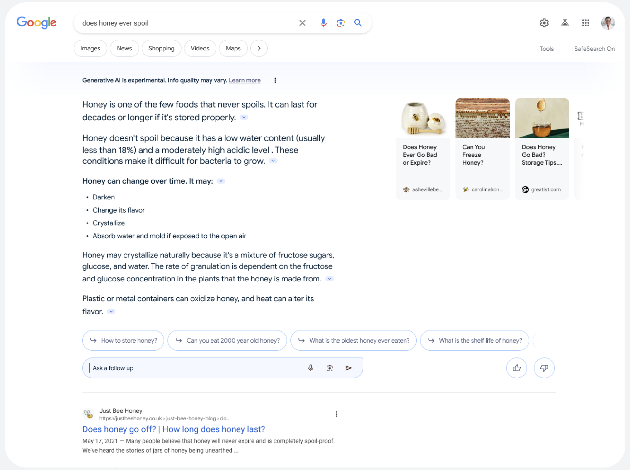 Screenshot of Google results page