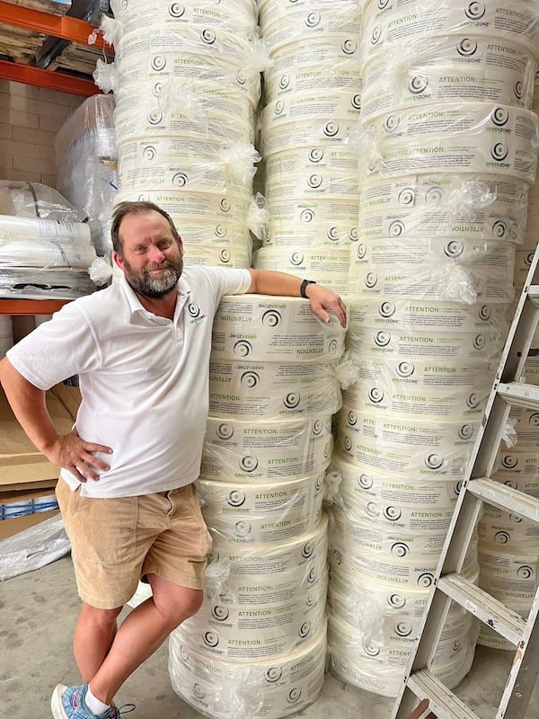 Brett Bowey with Greenzone Expansion Foam in the warehouse