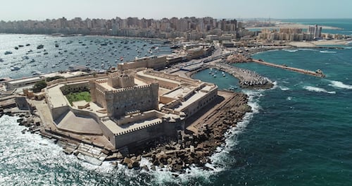 Aerial Drone shot over Egypt, Alexandria City