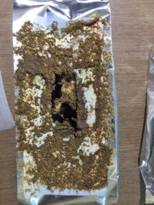 Packet of Envu's Agenda termite bait eaten by termites