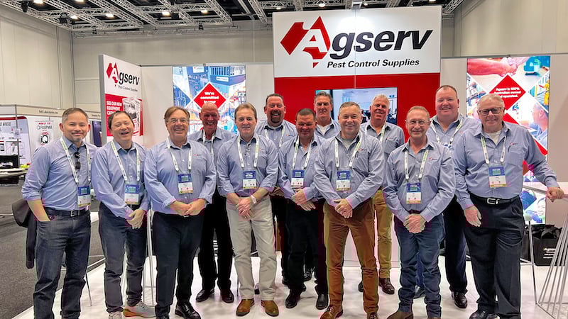 Group of men from Agserv Australia in matching shirts at the Pesticon 2025 conference