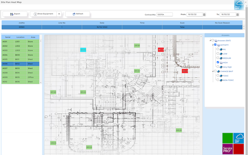 Site plan taken from Service-Pro Pest-App